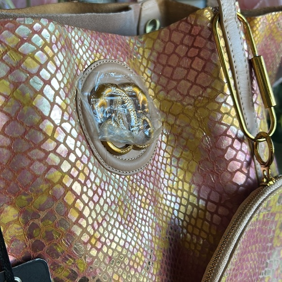 Sharif Metallic Leather Snakeskin Print Bag - Picture 3 of 10